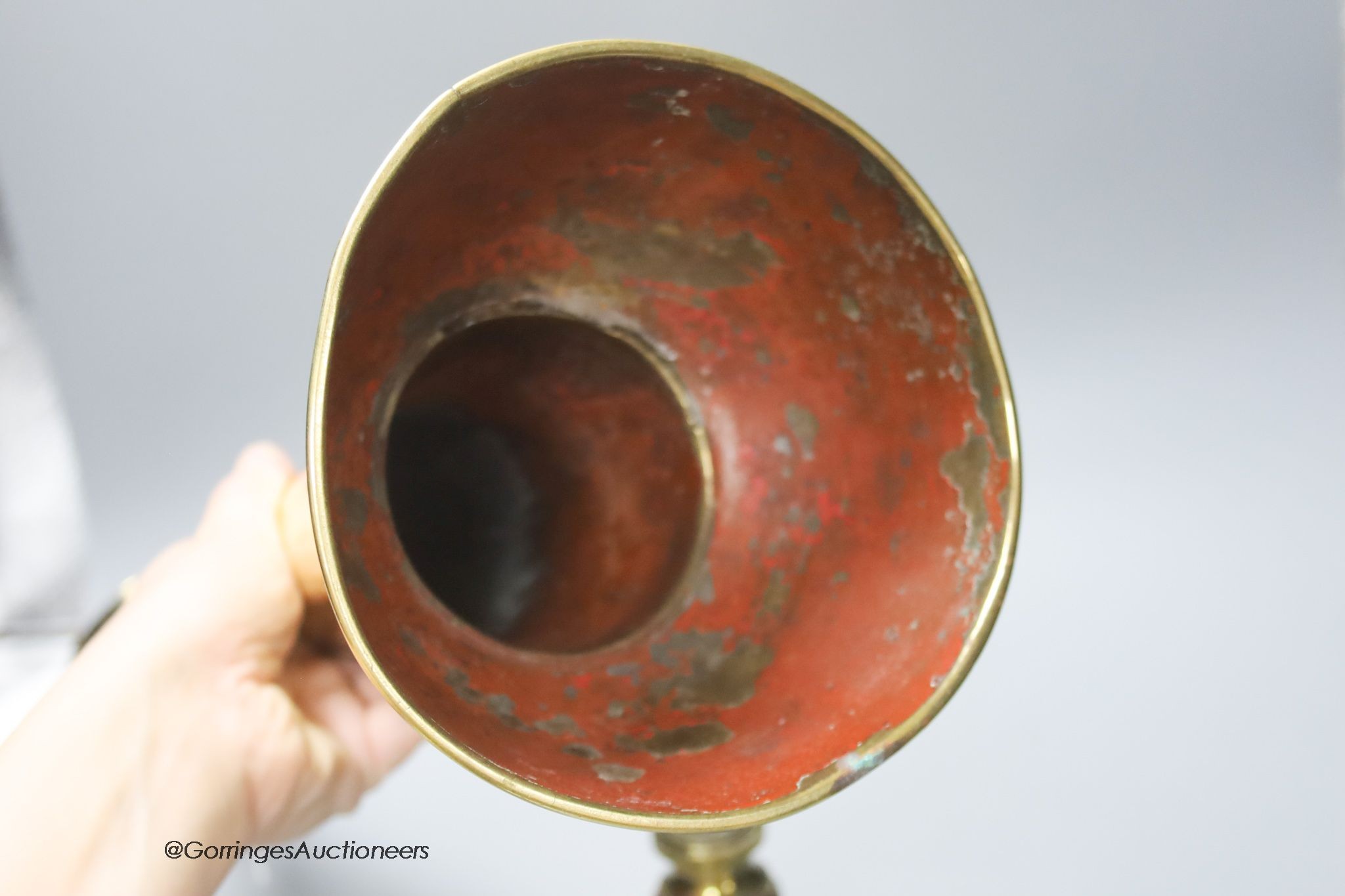 A Victorian mariner's brass amplifier, length 45cm and a Ross of London monocular